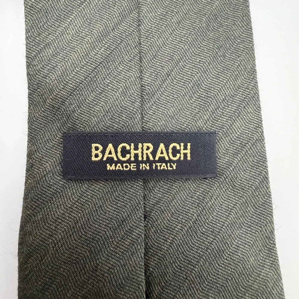 Bachrach Italy Mens Silk Tie Lot 2 Chevron Black Gold Herringbone Green Gray 4